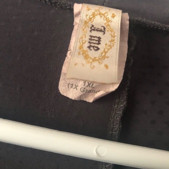 DARK GREY SEQUIN GLITTER FLUTTER SHORT SLEEVE BLOUSE TOP WOMENS 1X - Picture 7 of 7